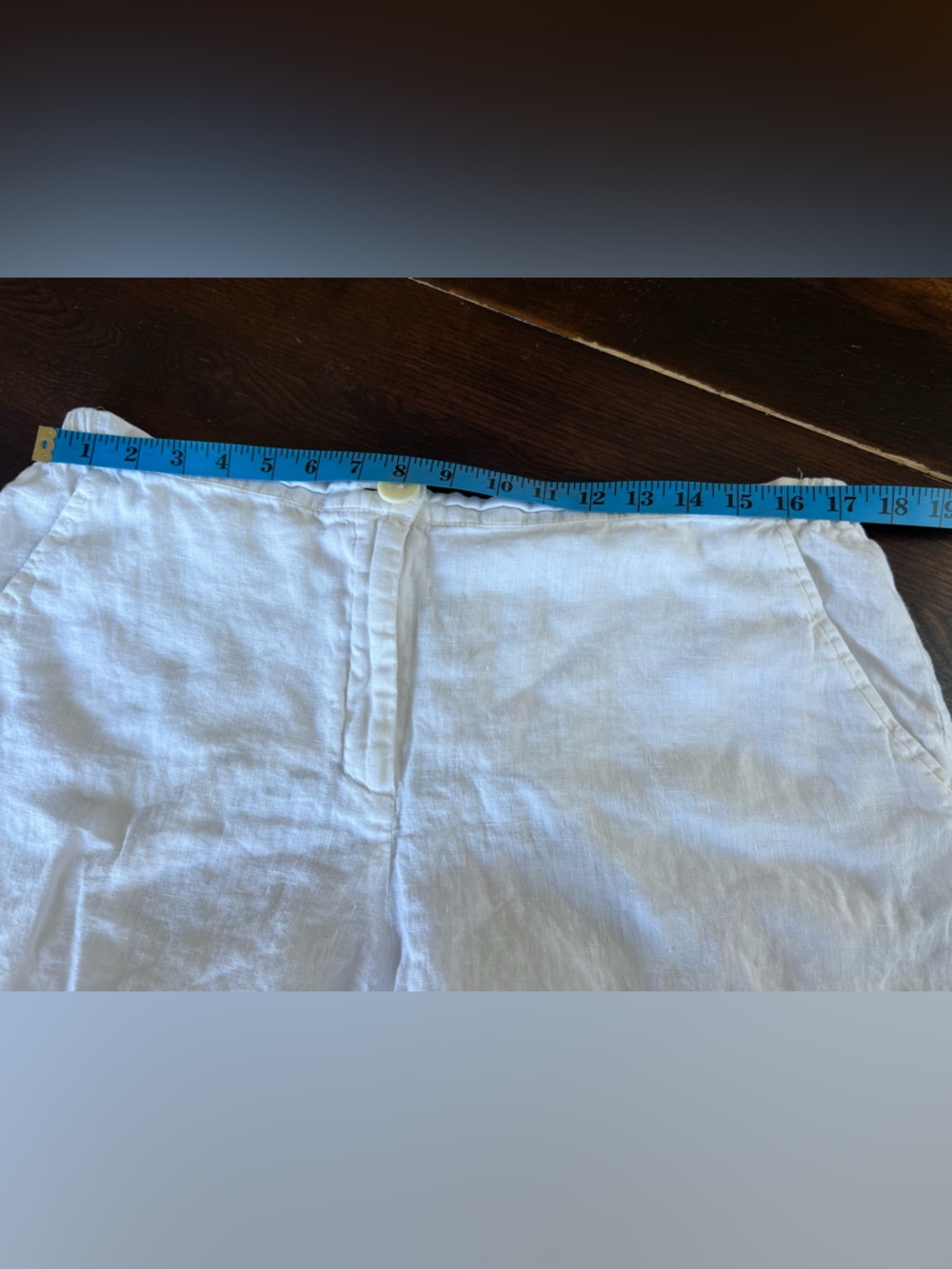 Flax 100% Linen Crop Pants Women’s M (10-14) White Lightweight Pockets Coastal - Picture 11 of 14